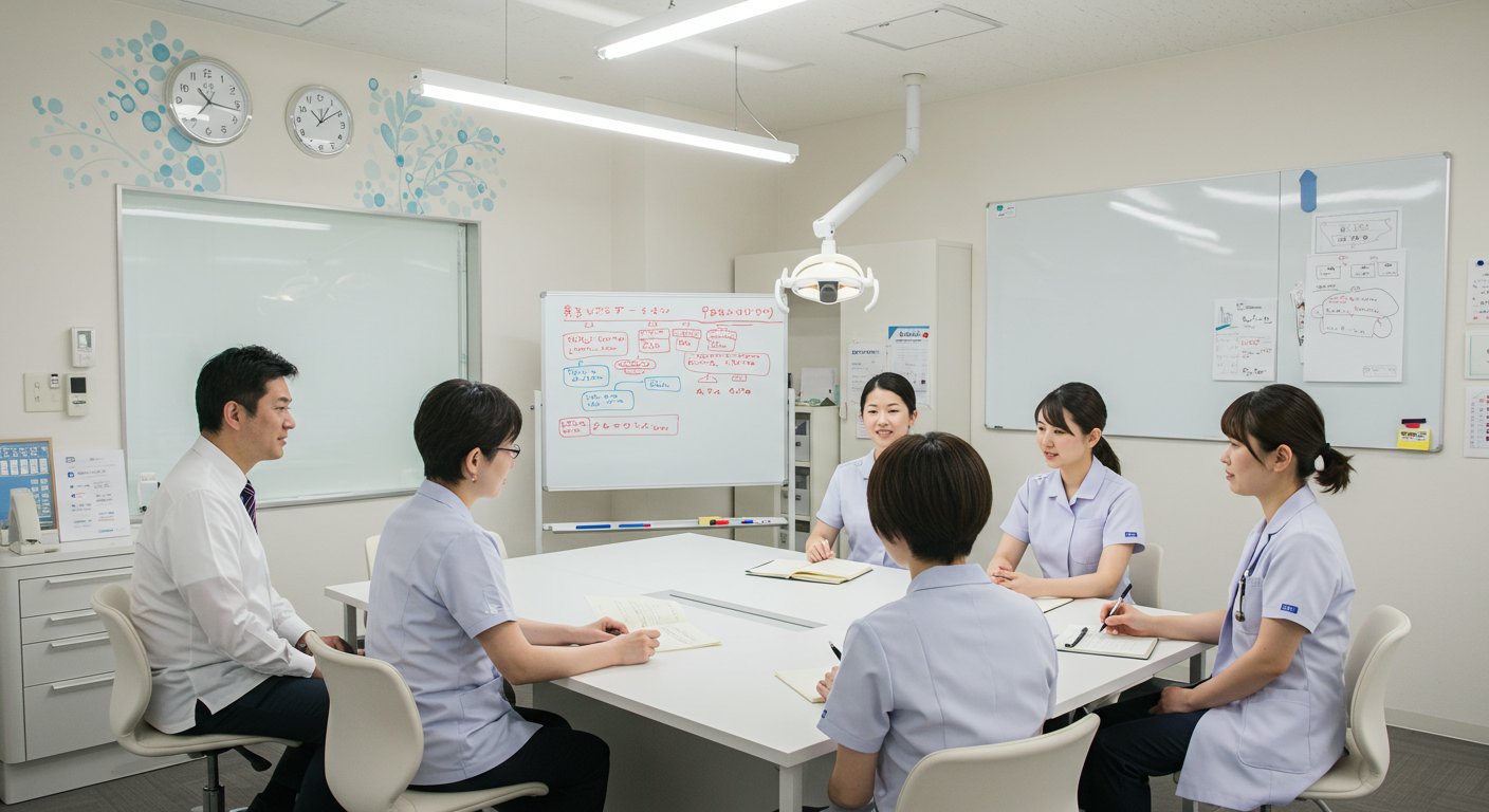 歯科医院での人材採用会議の様子