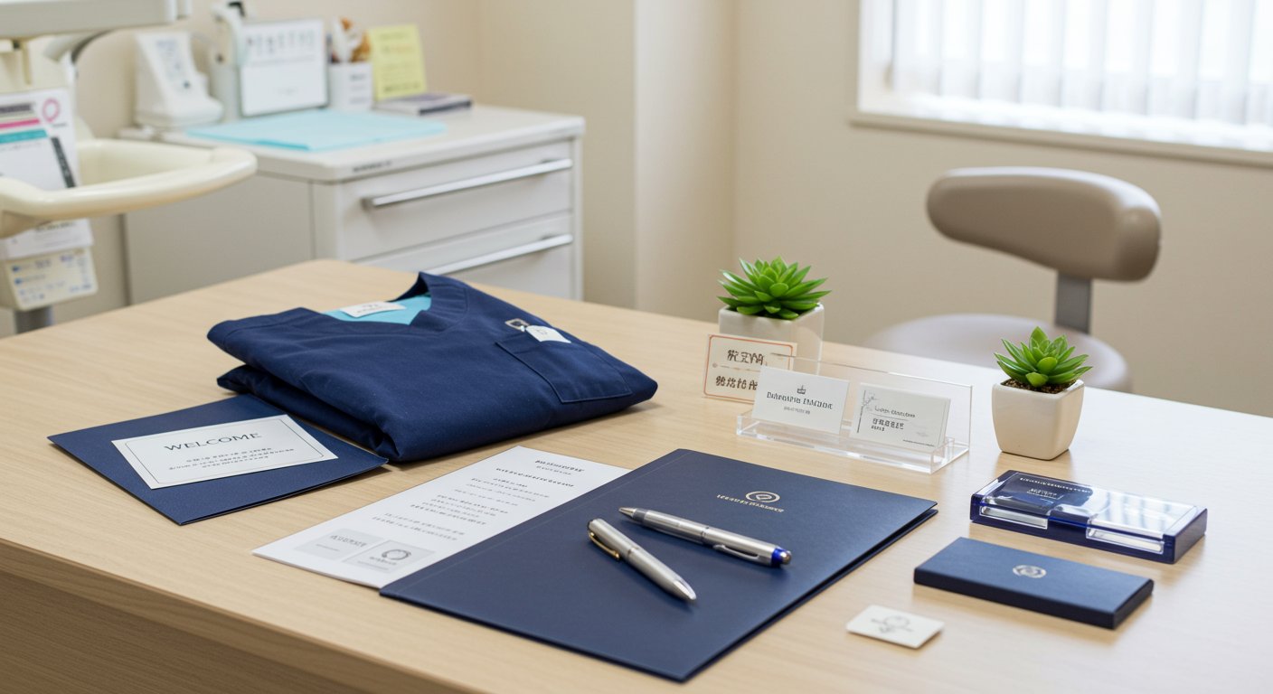 歯科医院での入職前準備の様子