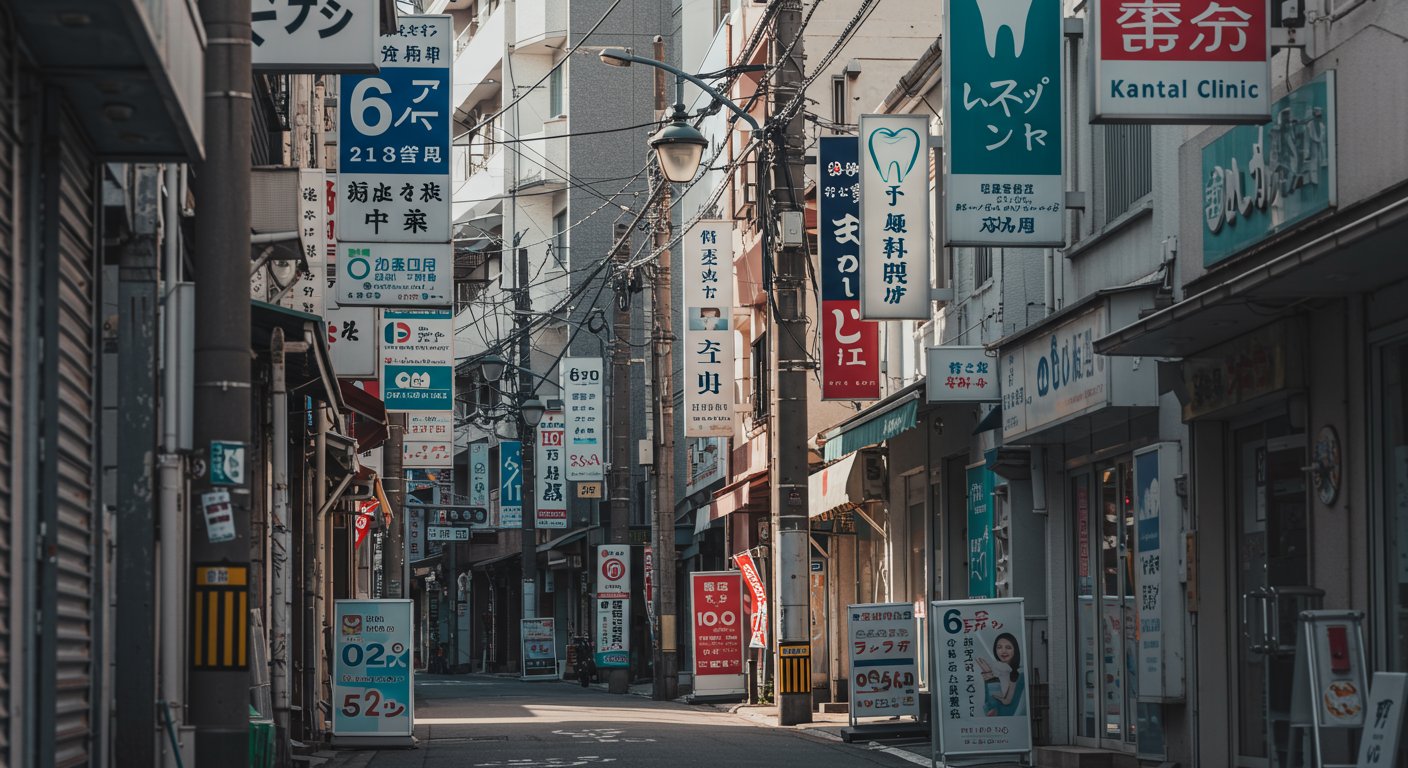 関西の都市部に立ち並ぶ歯科医院の看板