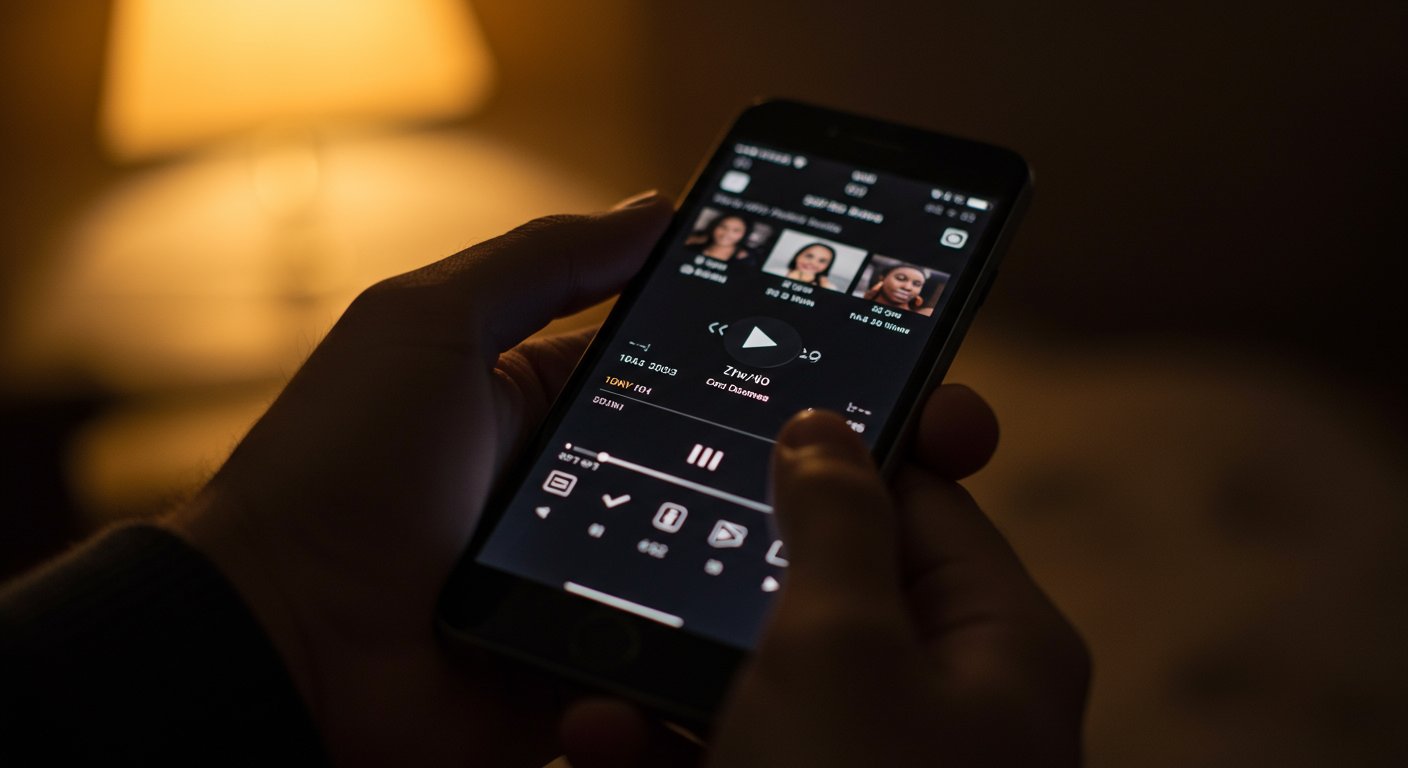 スマートフォンで採用動画コンテンツを視聴する様子