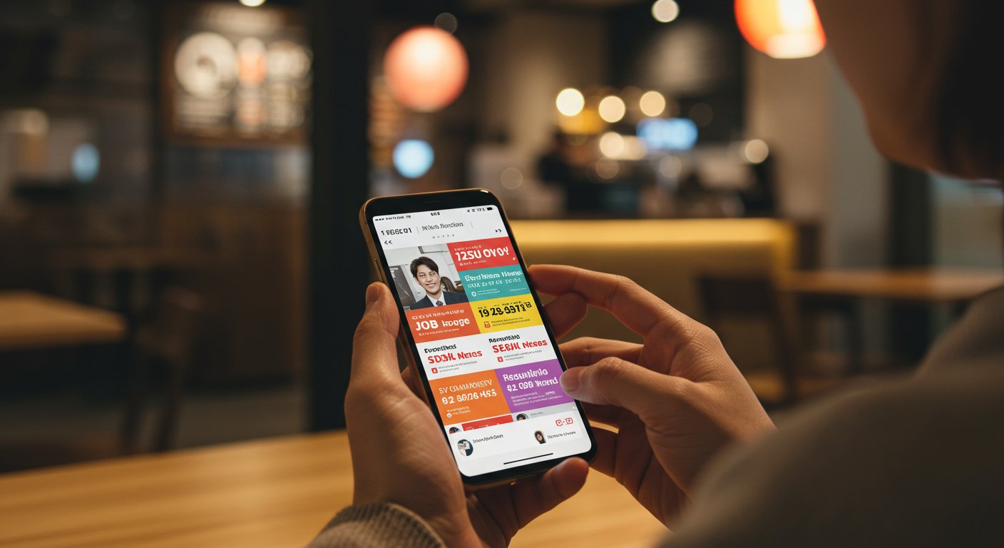 スマートフォンでSNSを閲覧する様子