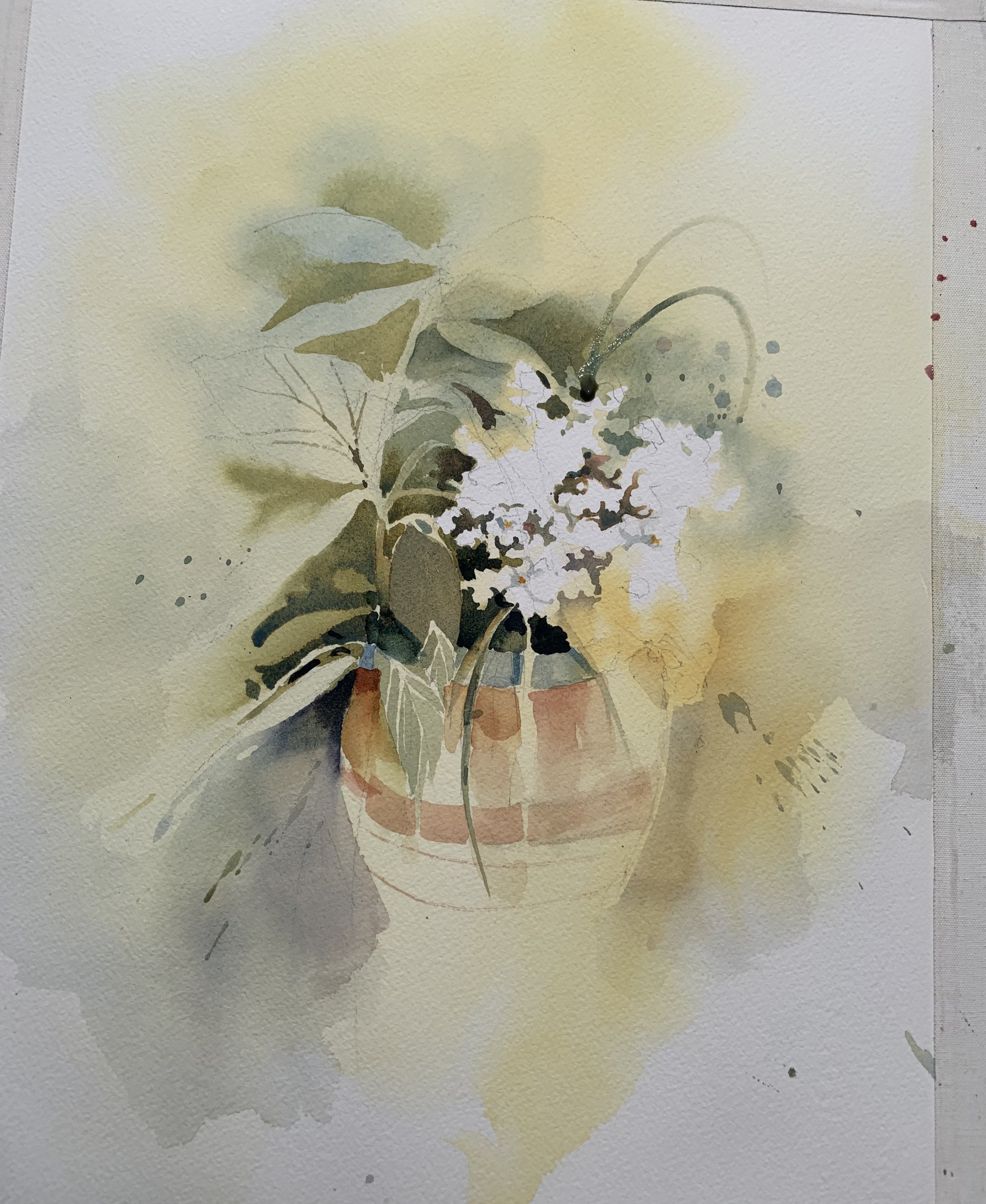 オーダーペイント　水彩画　エビネ ネガティブペインティング｜透明水彩アーティストKiwako