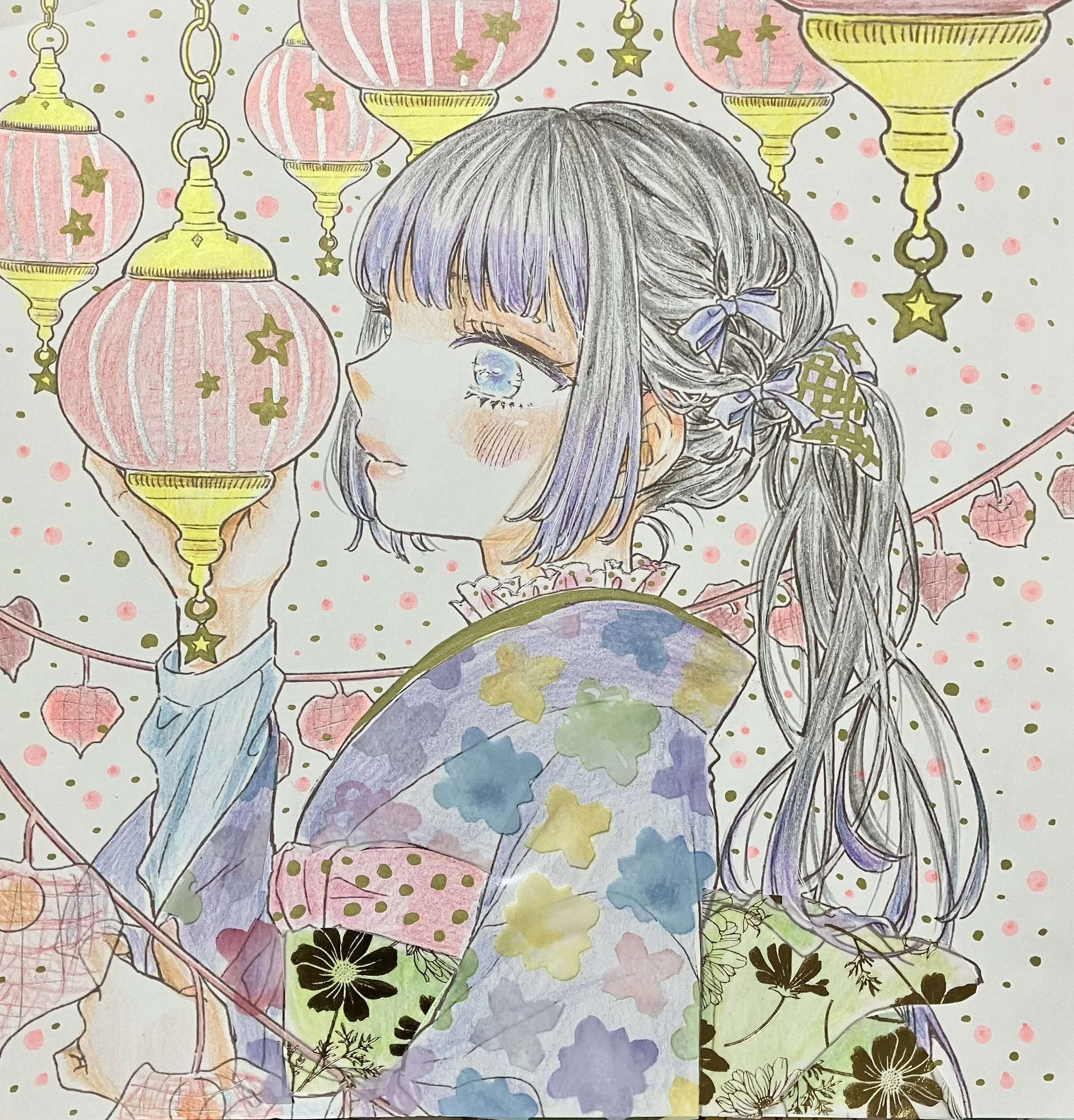 友風子 花笑み可憐な少女と美しい花のぬり絵(塗り絵記録⑥)｜えいみ