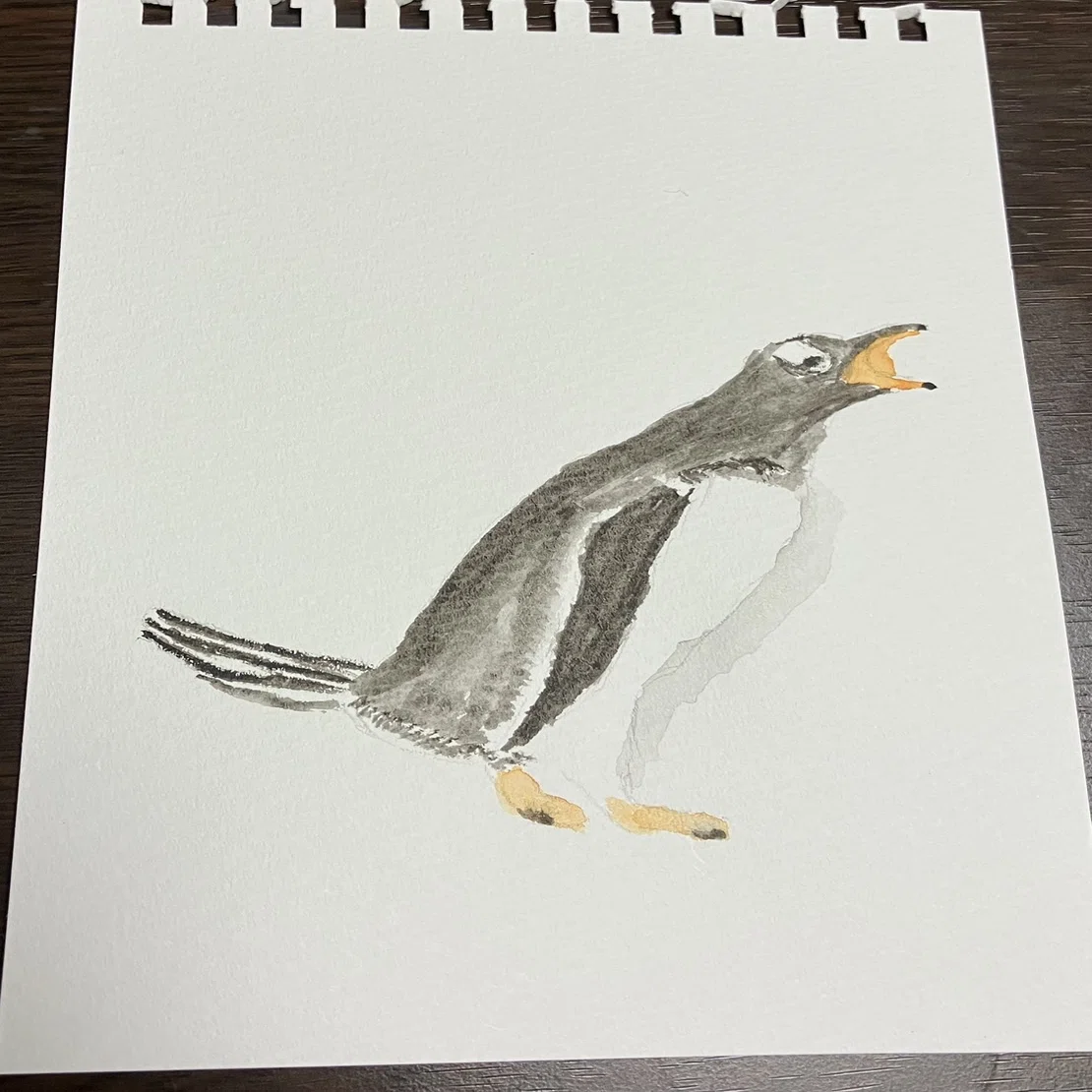 水彩画の練習】ジェンツーペンギンを描きまくれ｜ゆきひら/妄想AI画廊