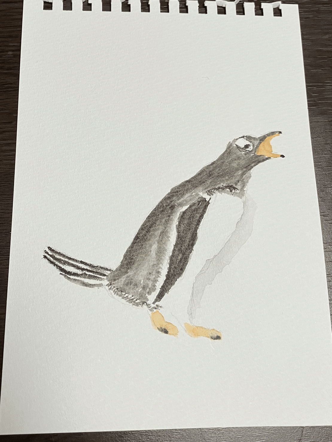 油彩画 ジェンツーペンギン ジェンツーペンギンの水彩画プリント、Slaveika Aladjova、動物