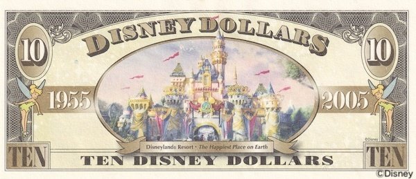 ディズニーダラー　カリフォルニア50周年記念紙幣4枚セット おまけ付き ディズニーダラー カリフォルニア50周年記念紙幣4枚セット