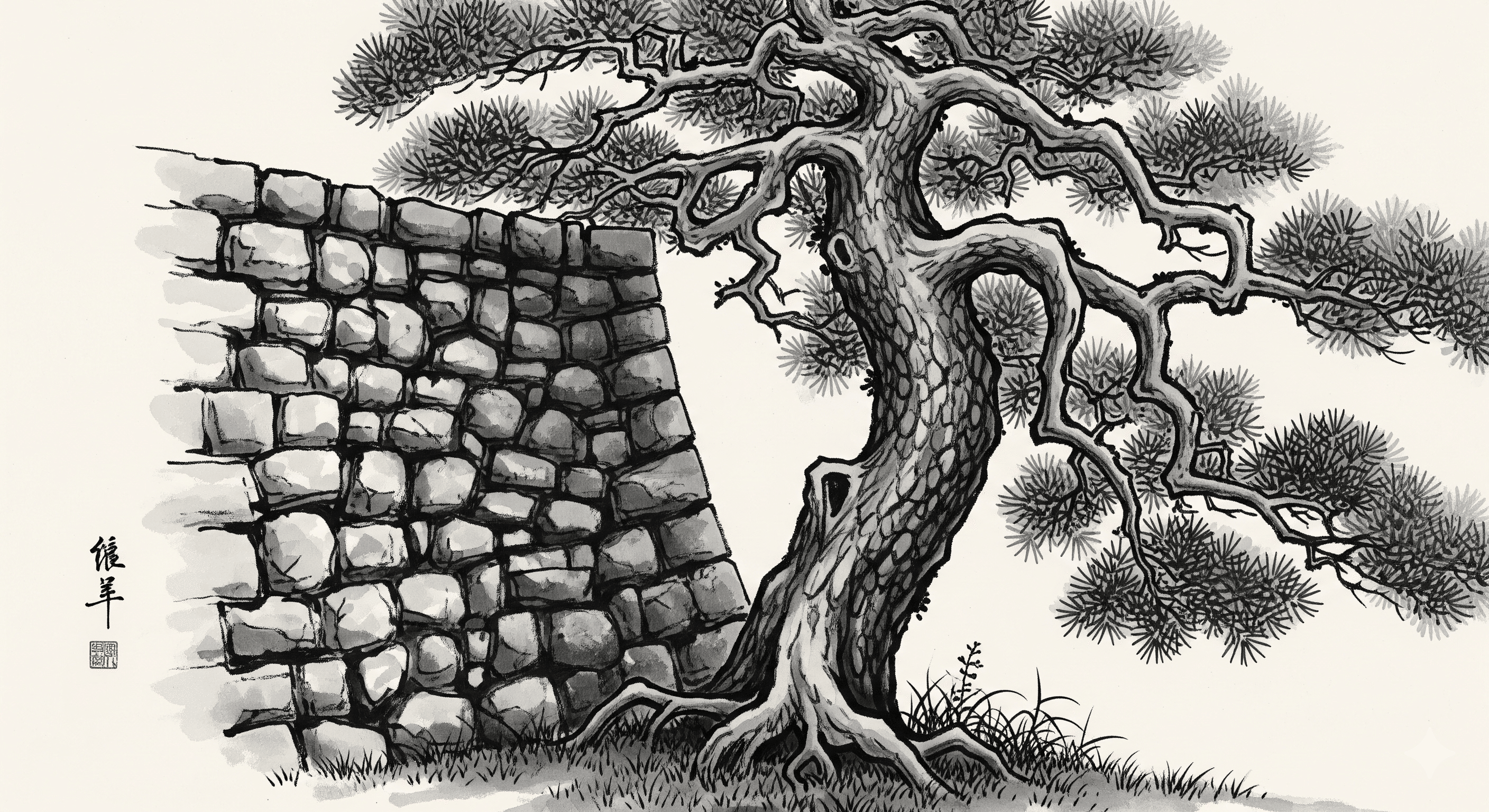 水墨画 茶色と黒の作品 静謐な水墨画作品展｜M. T.