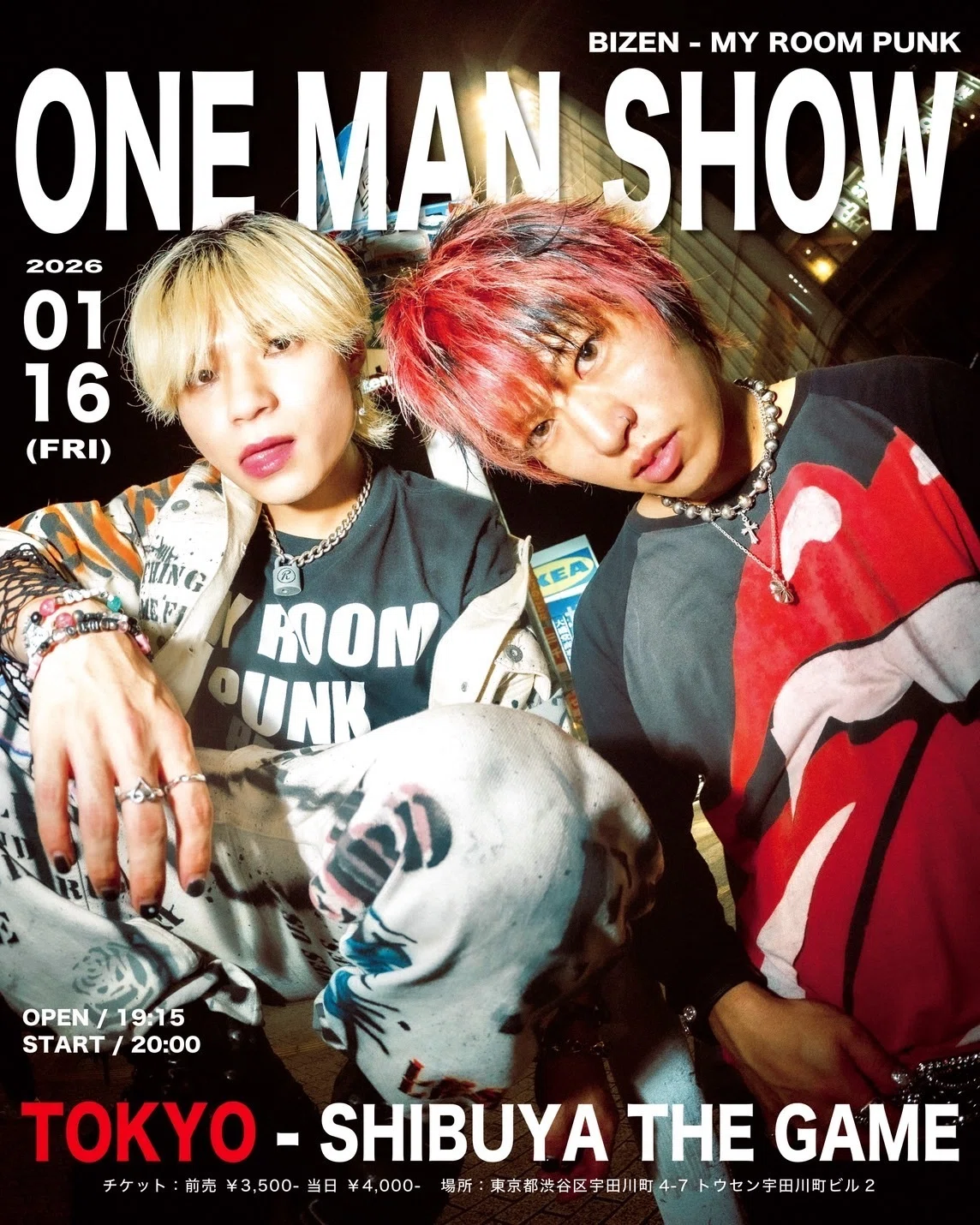 BIZEN、SHIBUYA THE GAMEでワンマンライブ『MY ROOM PUNK』 の開催決定