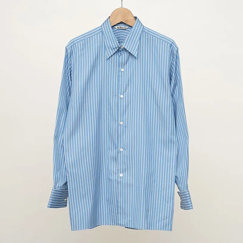 AURALEE】new deliveryスタートCOTTON SILK STRIPE DOUBLE-CUFF SHIRT