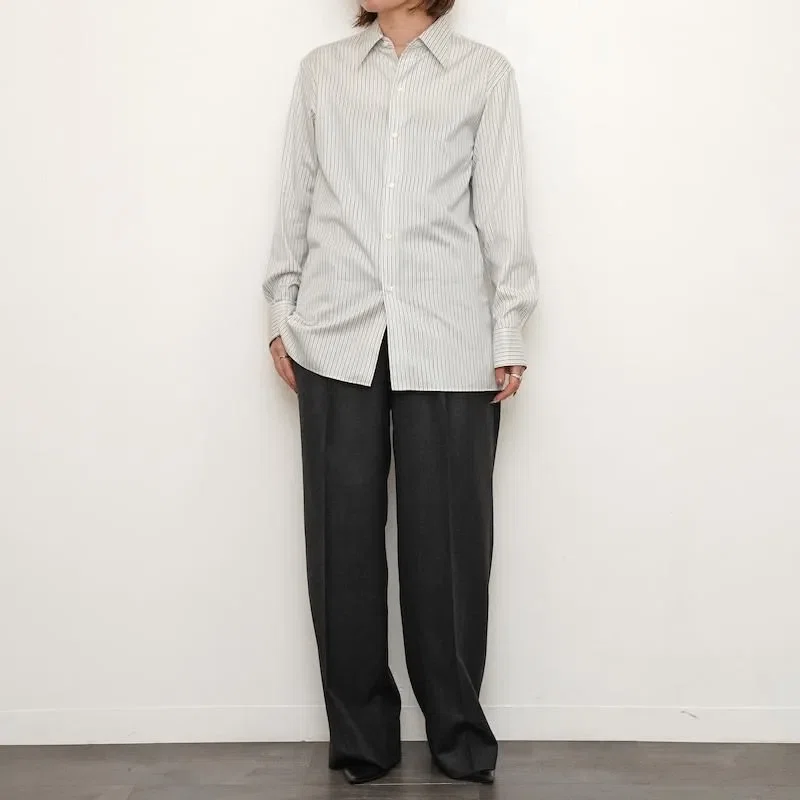 AURALEE】new deliveryスタートCOTTON SILK STRIPE DOUBLE-CUFF SHIRT