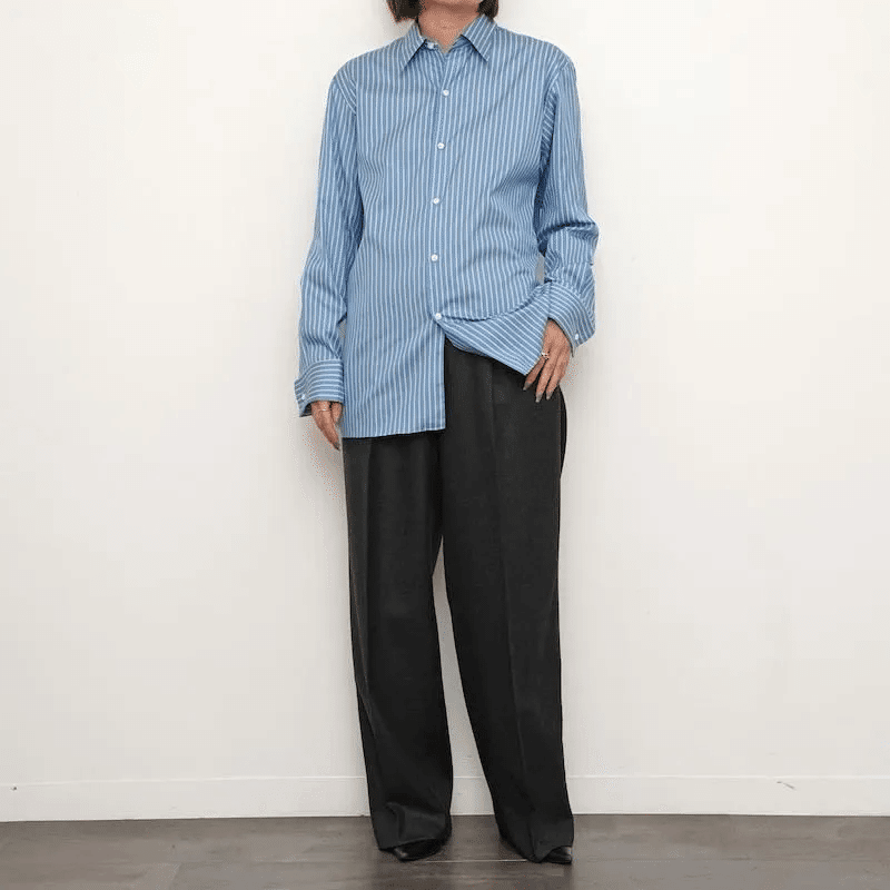 AURALEE 25AW COTTON SILK STRIPE SHIRT 3 Auralee: Men's Cotton Silk