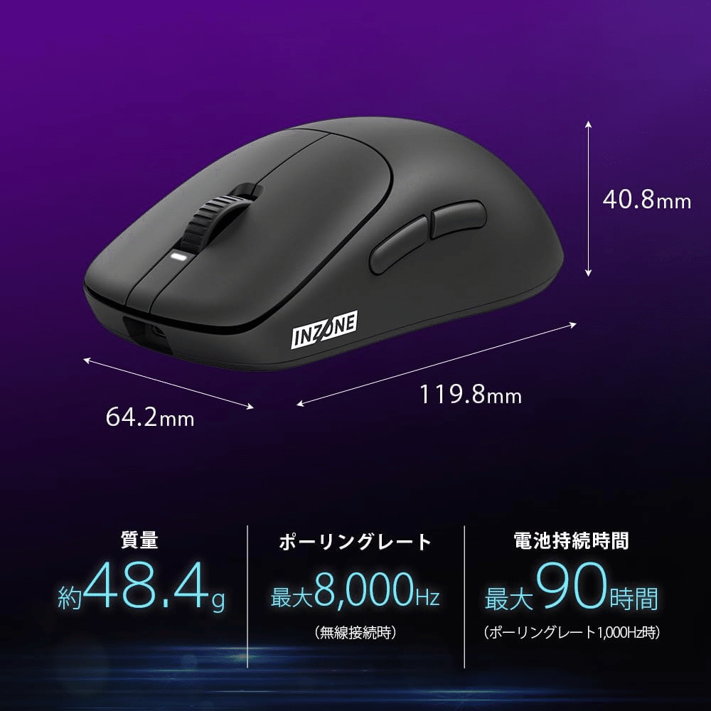 マウス・トラックボール SONY INZONE Mouse-A MSE-G500 SONY INZONE Mouse-A（MSE-G500） – 超軽量×高速入力の競技志向