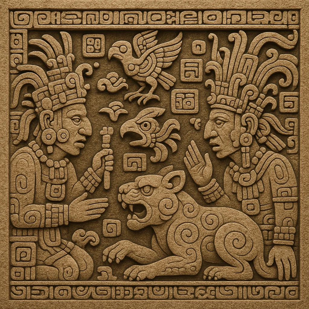 AI画像生成】AIと発掘する“未知の古代文明”、マヤ・アステカ石彫風