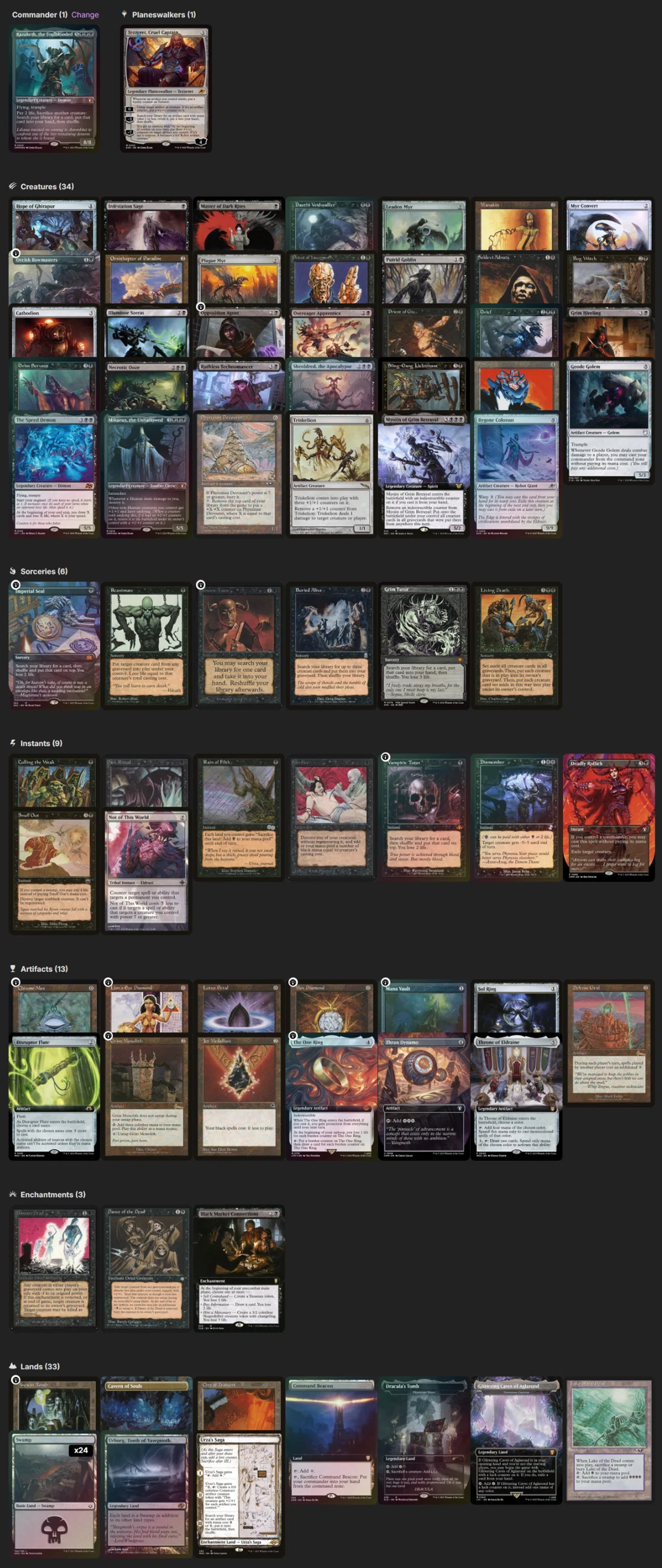 MTG 大量まとめ　スタン　統率者デッキ有り　最終値下げ 久遠の終端以降のスタン黒単と統率者について｜根絶