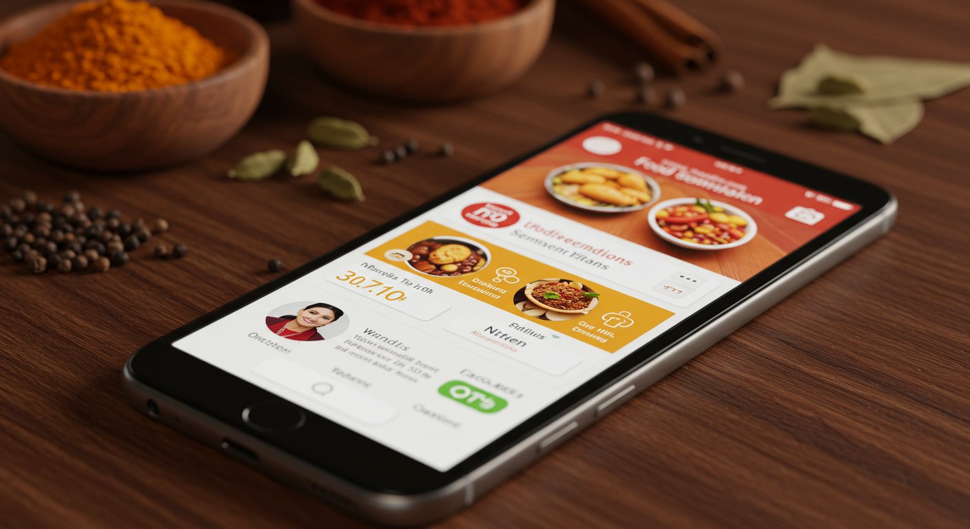 スマートフォンでD2C食品アプリを使用する様子