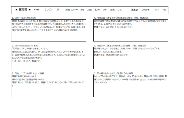 四柱推命鑑定やります！-取扱説明書作成｜めがねくん＠ビジネス適性診断士
