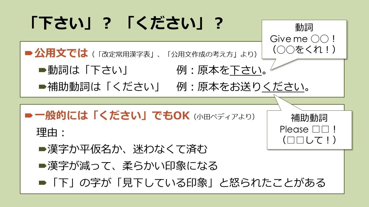 ください 漢字