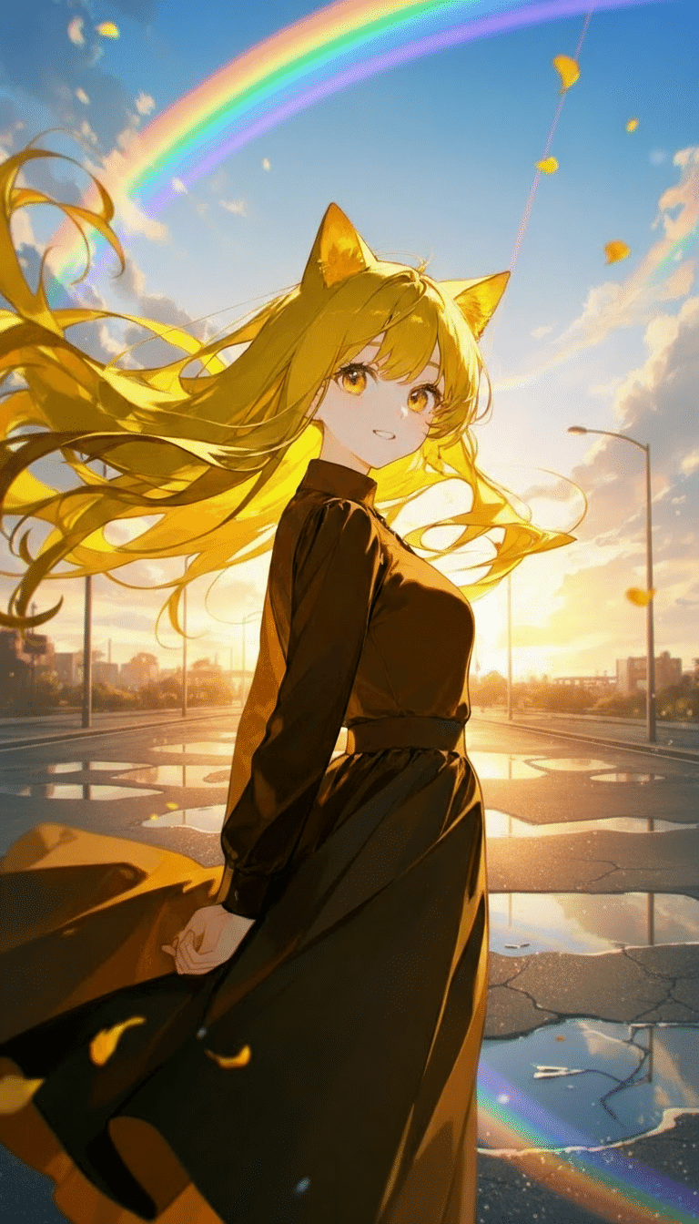 きんいろ少女とにじいろの珠｜AIイラスト｜芽乃葉✨️AIといっしょに創る