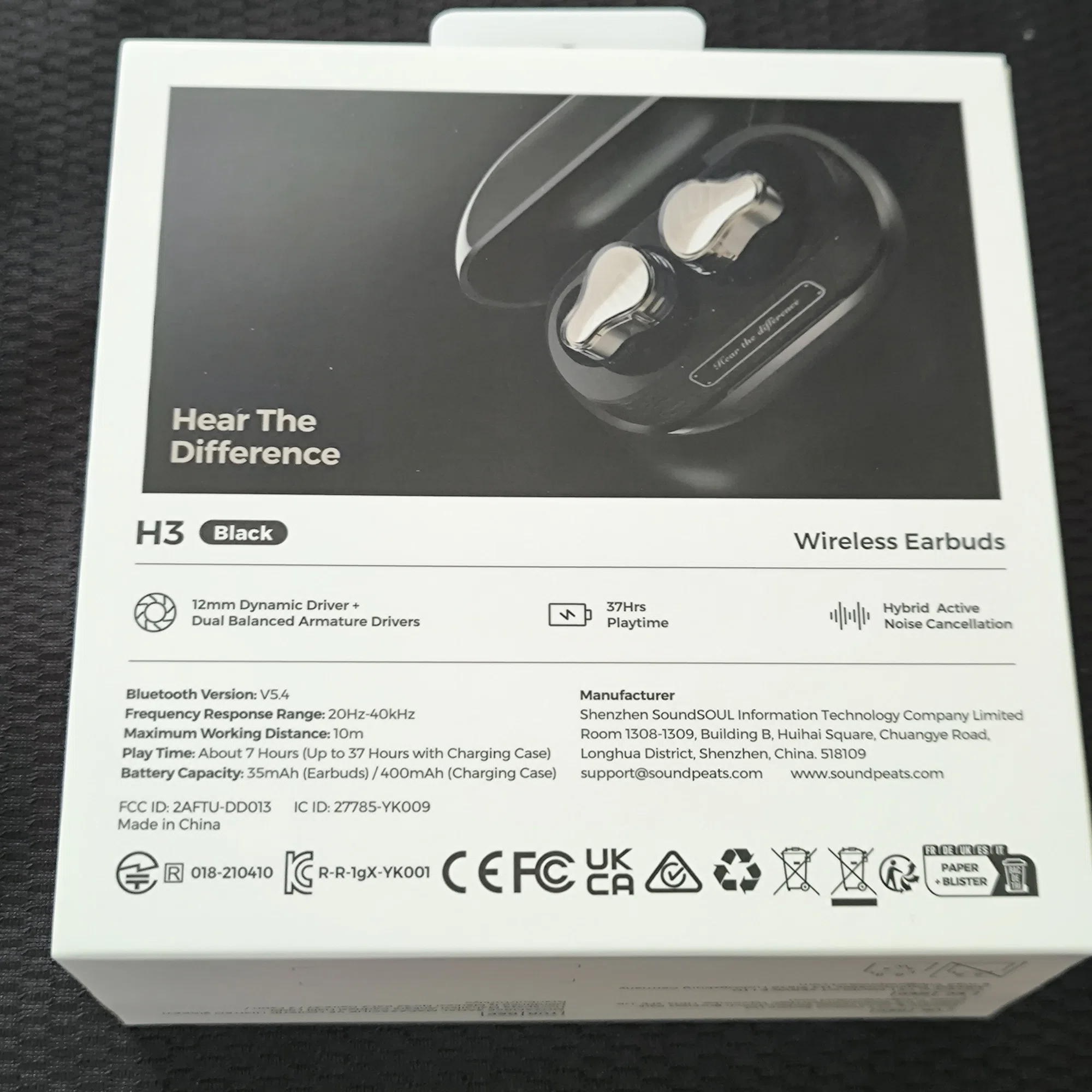 SOUNDPEATS H3は有線イヤホン並みの高音質と-55dbの強力なANCを搭載