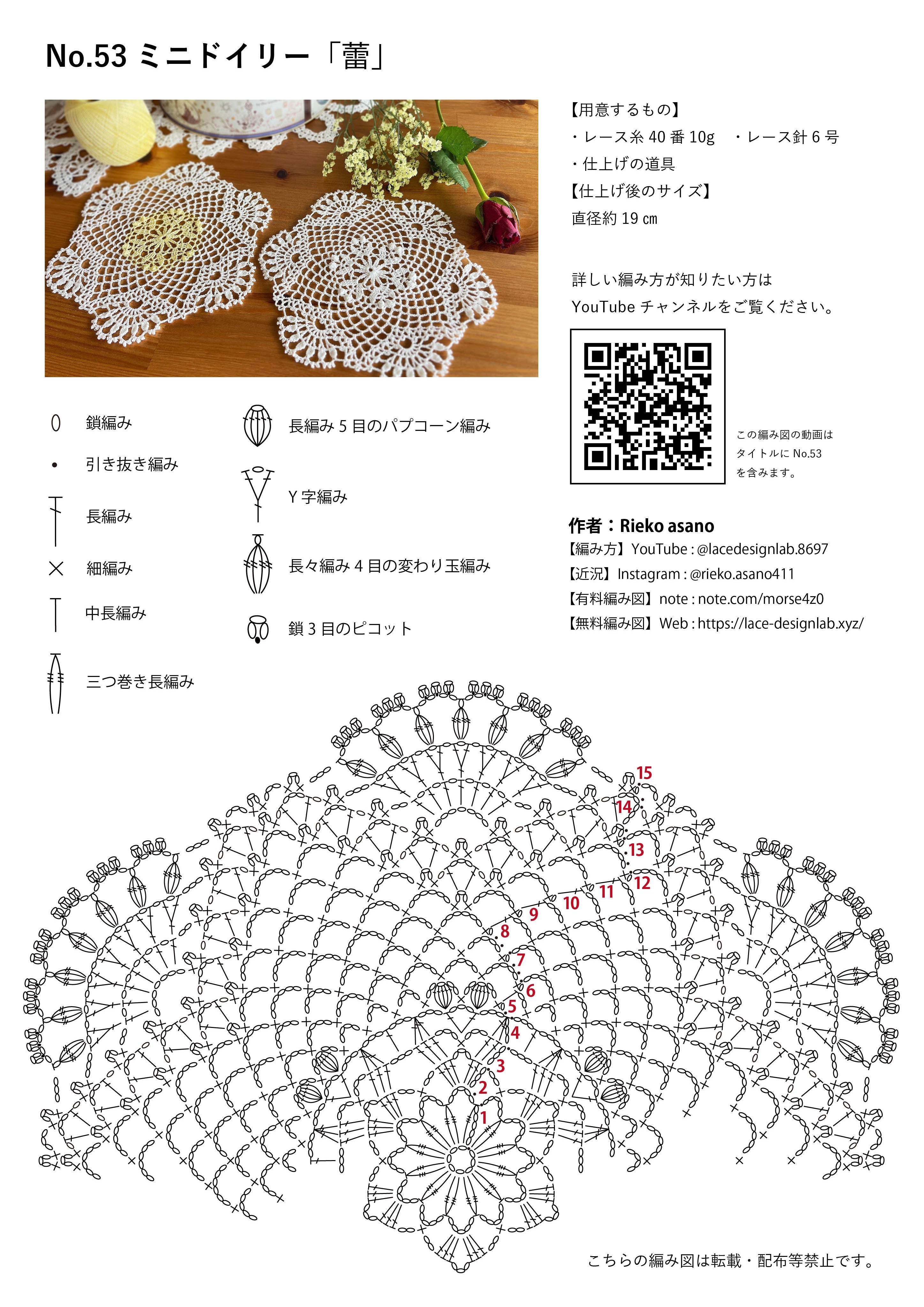 ミニドイリー「蕾」の編み方 #53｜Rieko / Riekoのレース編みレシピ