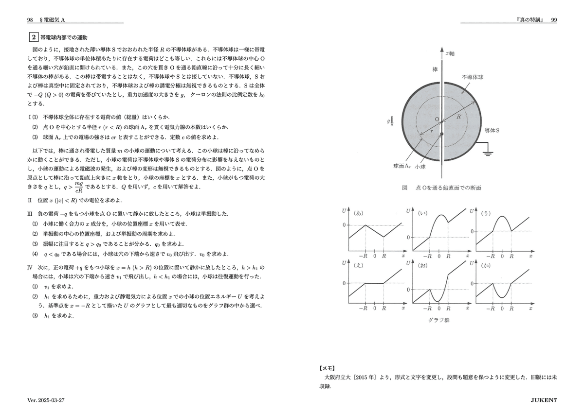 JUKEN7 基礎力定着編 典型入試問題編 2020年度真の特講 真の特講』講座ガイド・全問題紹介｜JUKEN7物理講座｜JUKEN7
