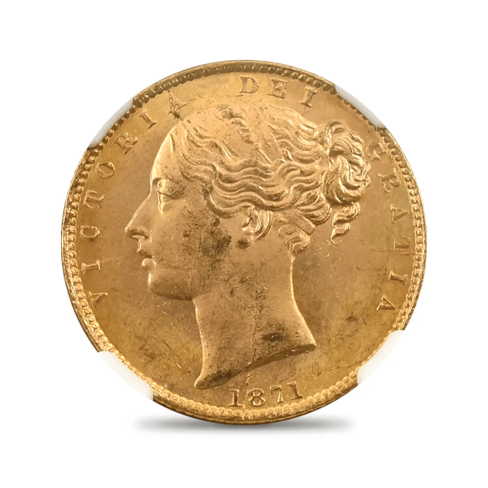 1871 ヴィクトリア女王 ヤングヘッド ソブリン金貨 NGC MS63