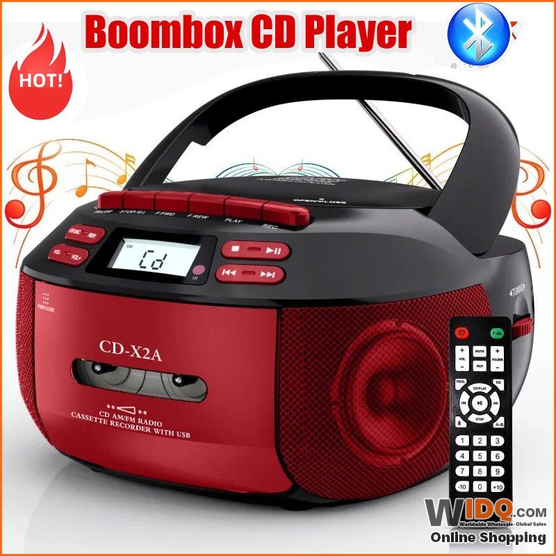 📀 ポータブル Bluetooth 5.1 CD カセット ラジカセ リモコン付き 💽｜WIDQ