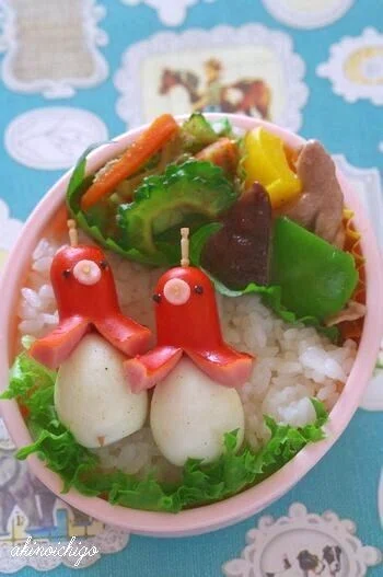 Crusifix Incision Octopus Sausage Bento (Character Bento) 45|akinoichigo/お弁当作家・キャラ弁作家