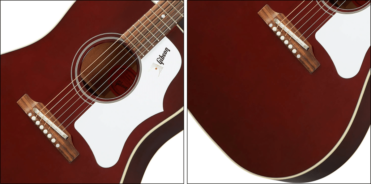 ワインレッドカラーにホワイトラージガードが印象的！ギブソン「60s J