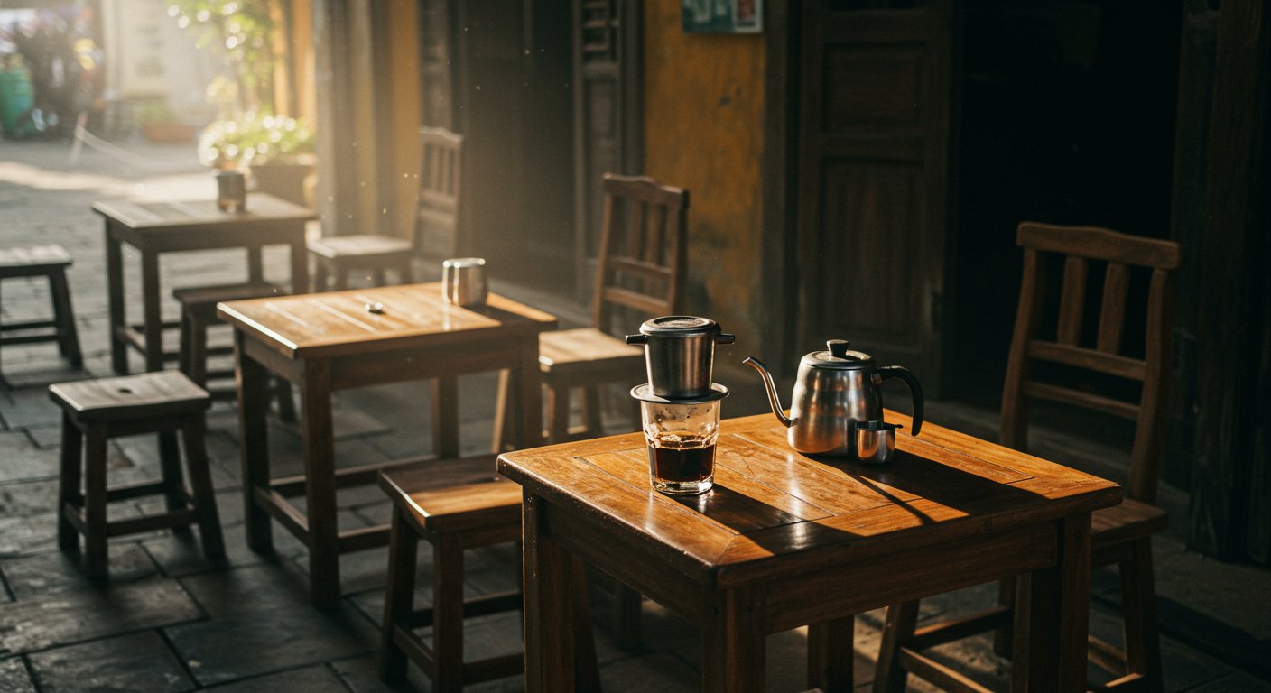 ベトナムの路地裏カフェでのコーヒータイム