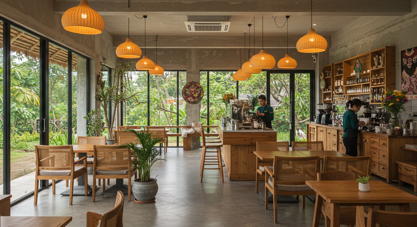 An Cafeのおしゃれな内装とコーヒー