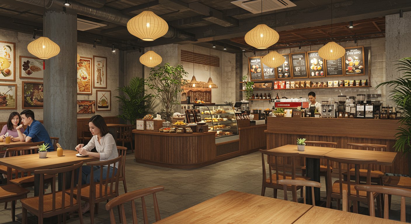 ベトナムの人気カフェチェーン店の店内風景