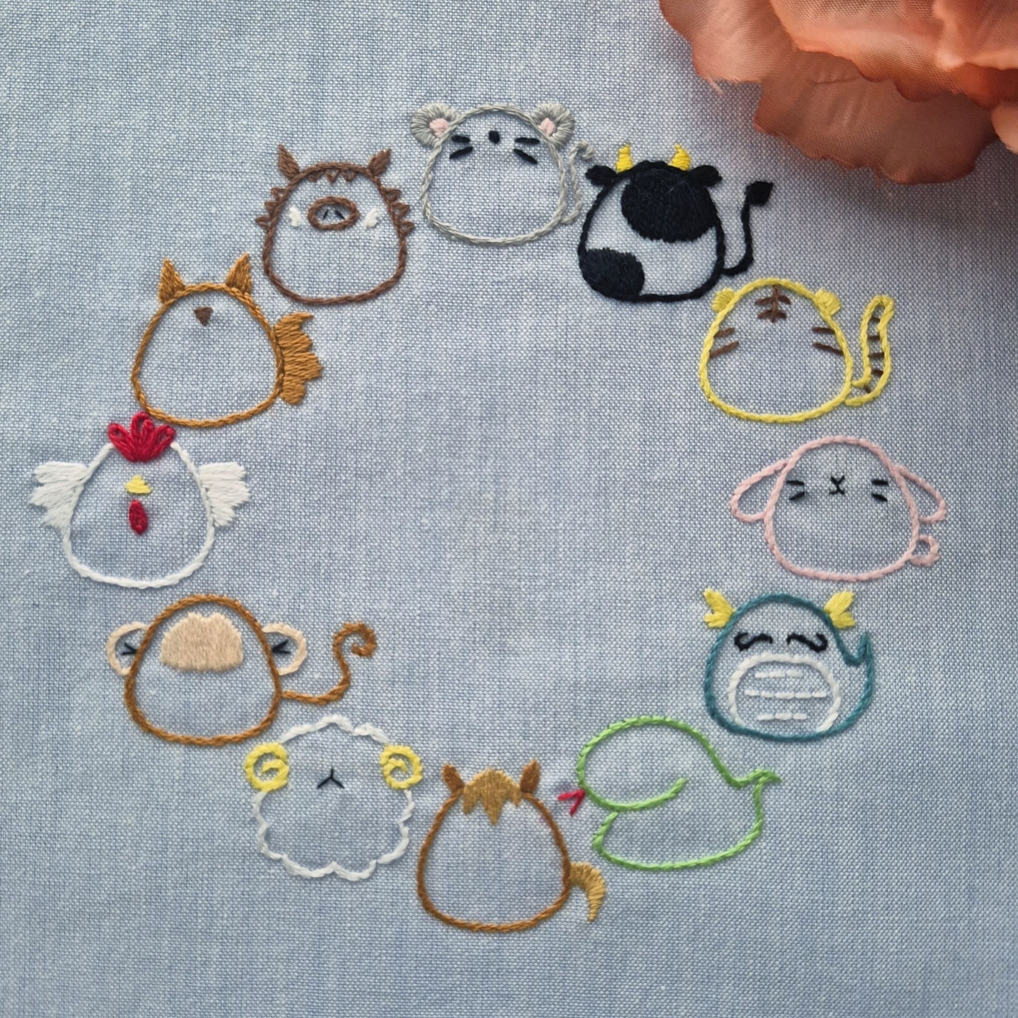 200円ダウンロード】干支の図案｜刺繍布小物MomonoHa