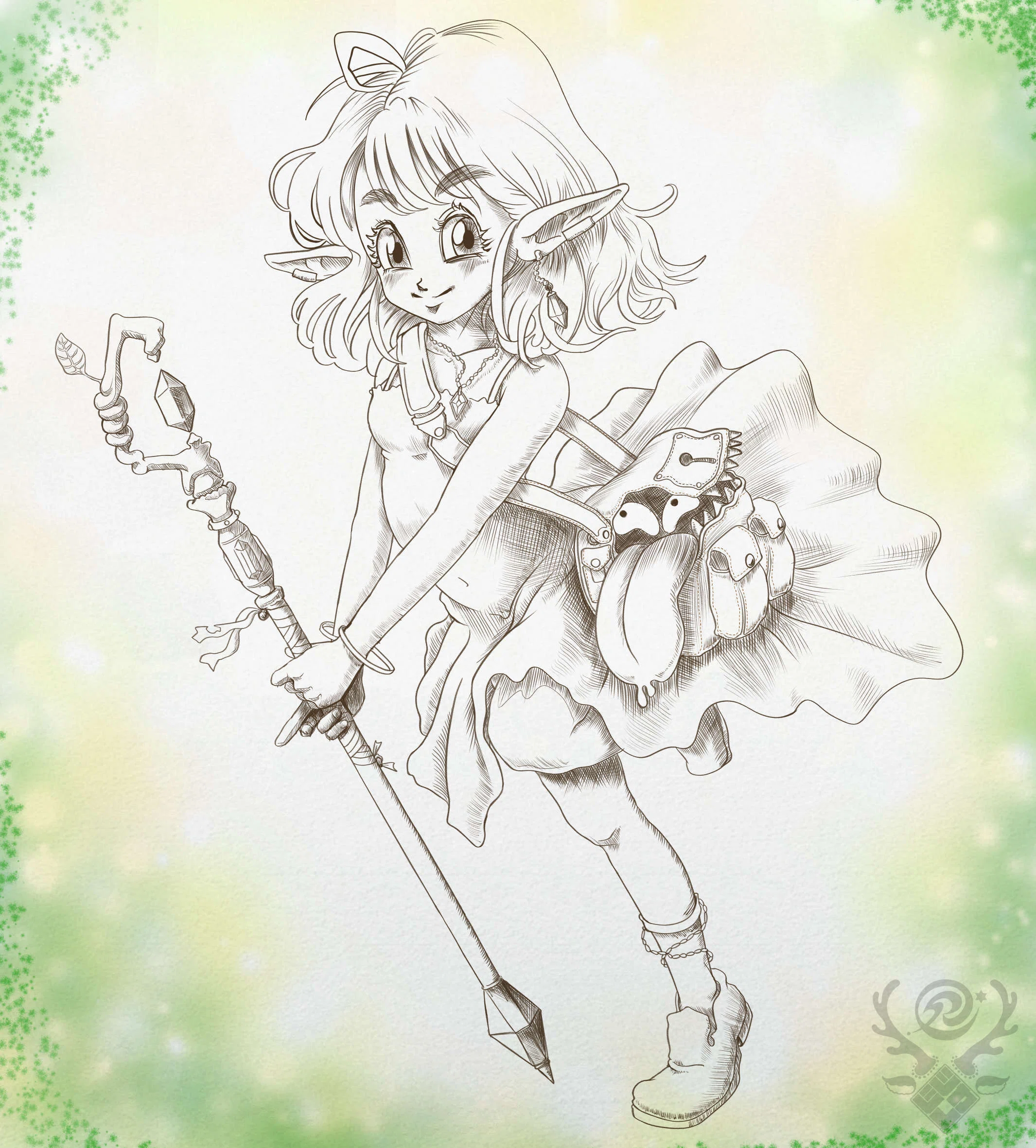 うちのこをドラクエ風に描いてみた｜鹿角時計