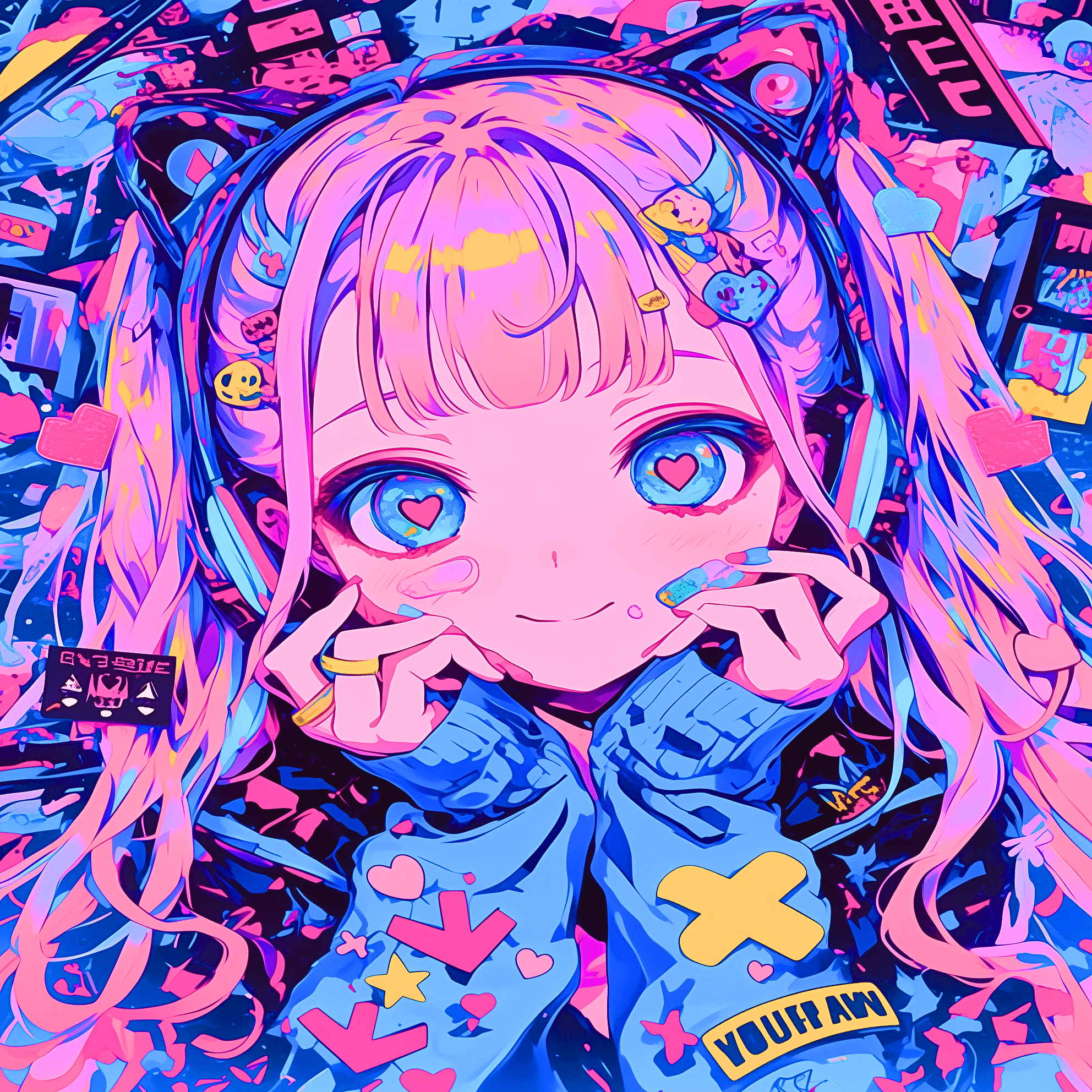 創作【春のほわほわೀ】手描きイラスト 下絵付き Popping Hearts Overflow【画像生成AI＋4コマ漫画】｜Alpaka