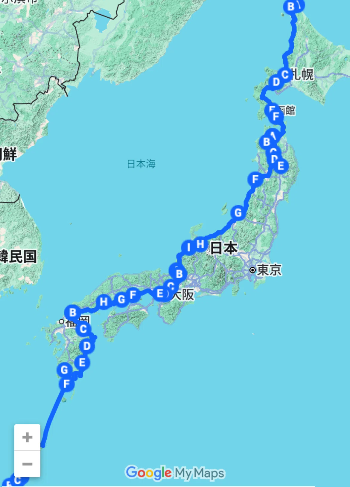 徒歩日本縦断の全ルート。｜ラリヱ