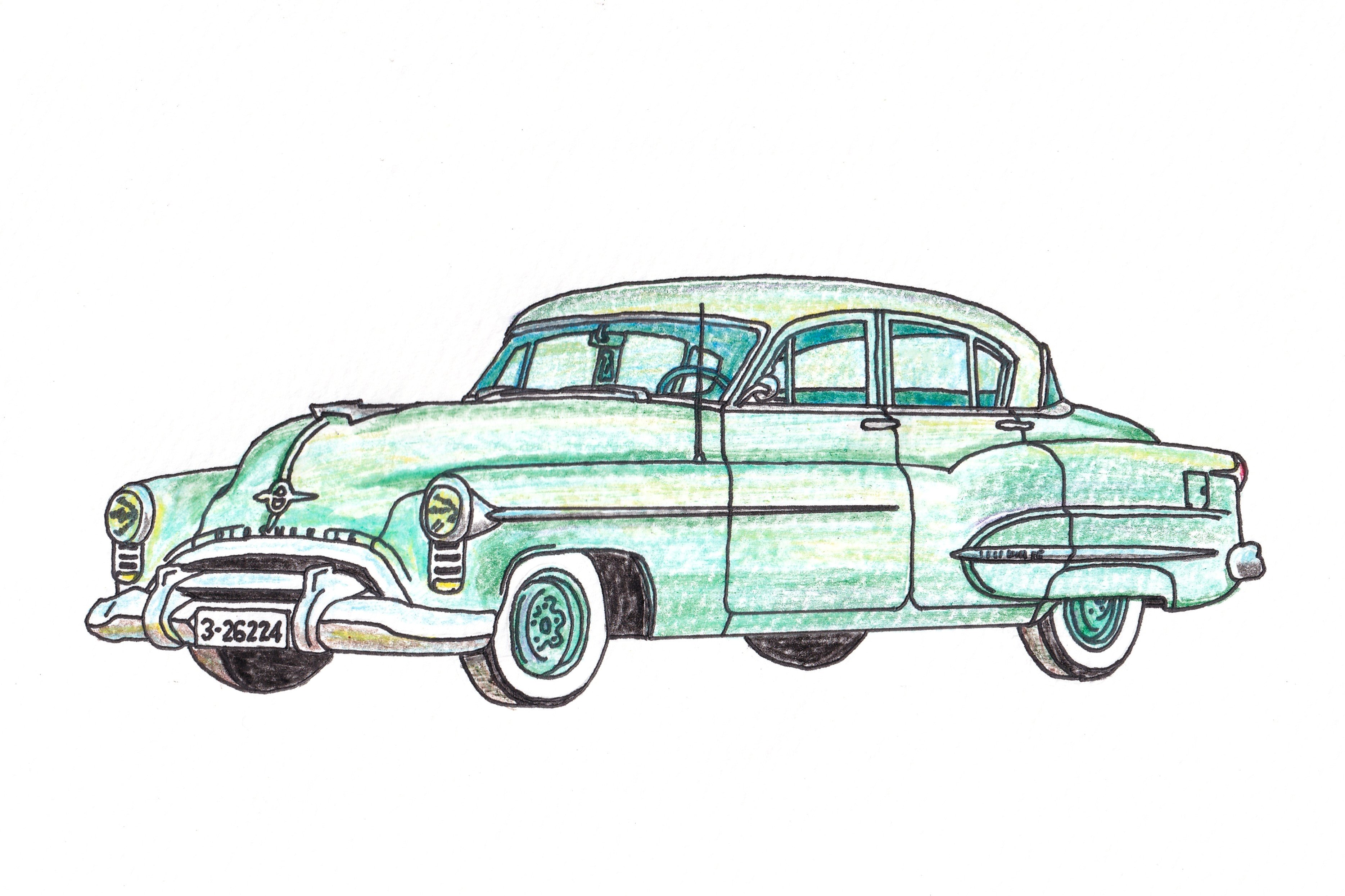 色鉛筆画】車の絵を描く｜もんぶらん