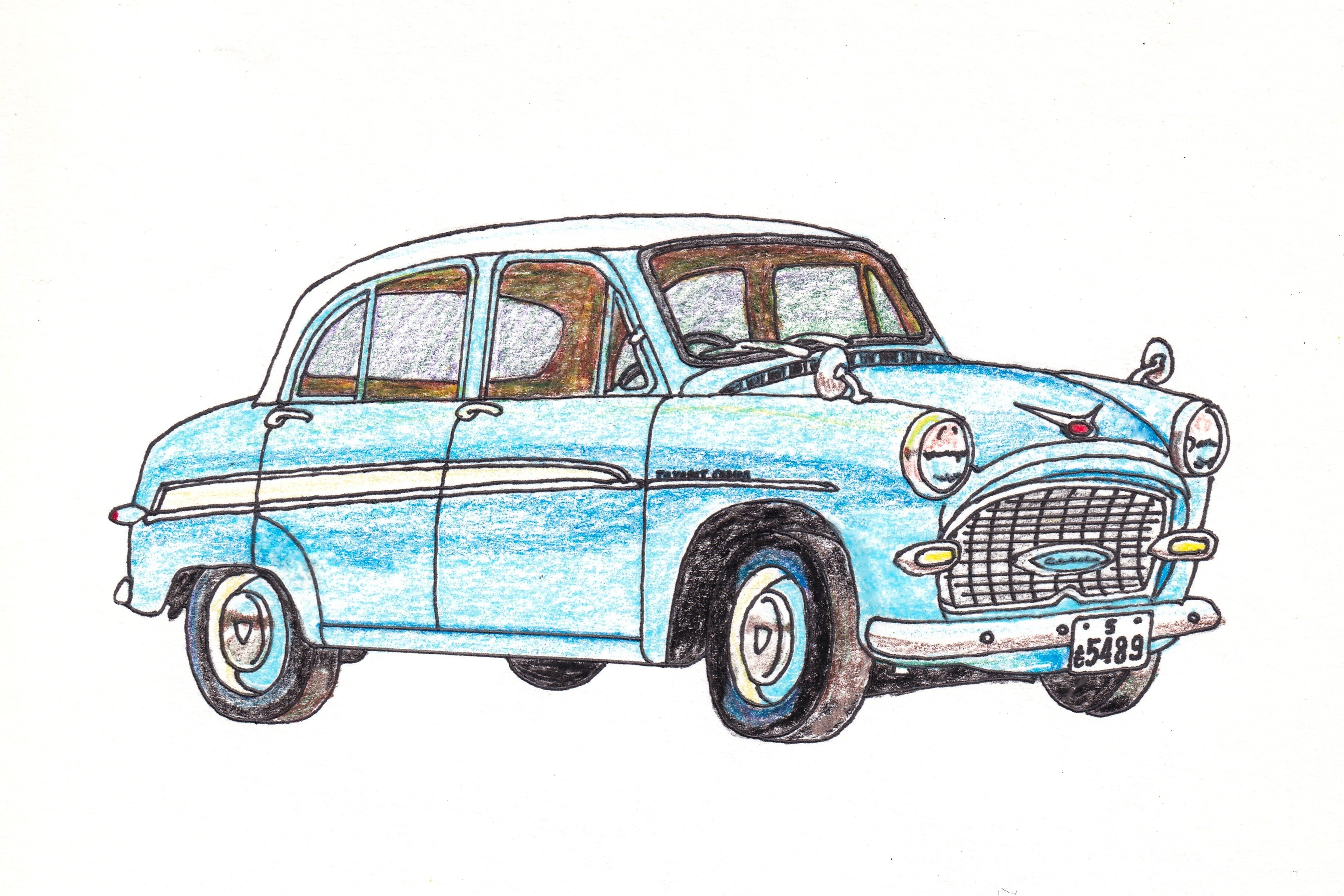 色鉛筆画】車の絵を描く｜もんぶらん