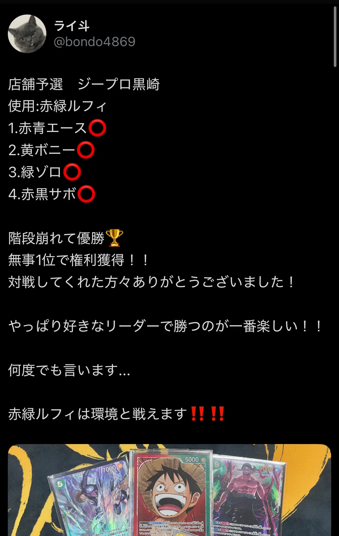 新構築!!4コス全抜き赤緑ルフィ!!｜ライ斗