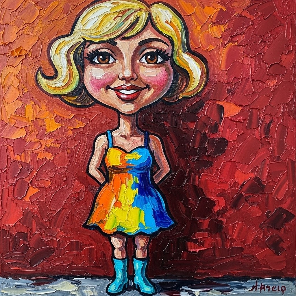 オリジナルキャラクター 絵画 無料AI de オリジナルキャラ（油絵、大丸顔） @Image Creator