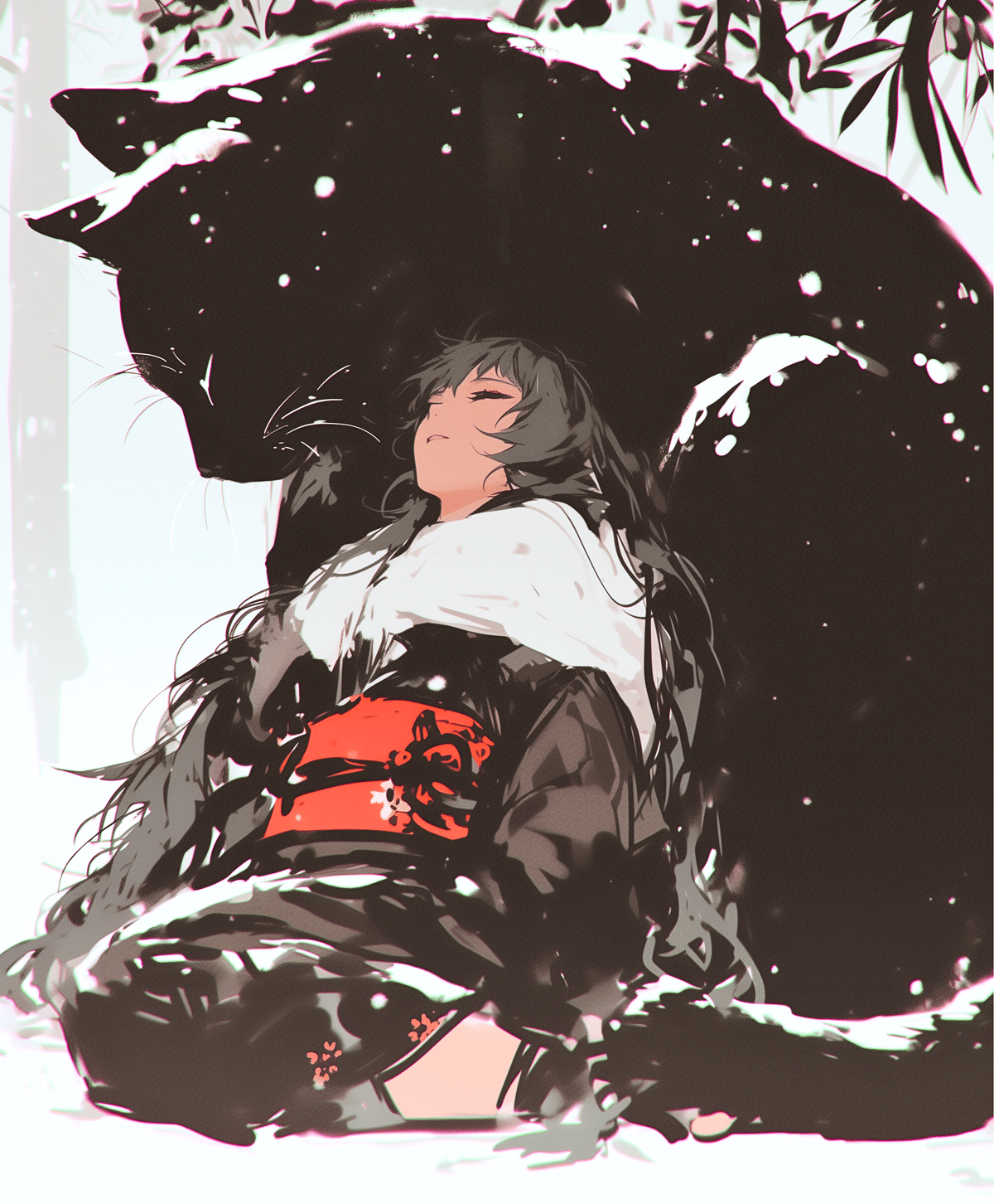 月明かりの下、黒猫との密会【画像生成AI＋4コマ漫画】｜Alpaka