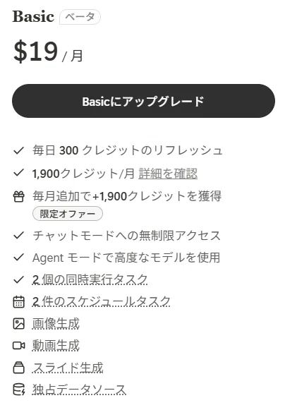 manus basicプランの料金