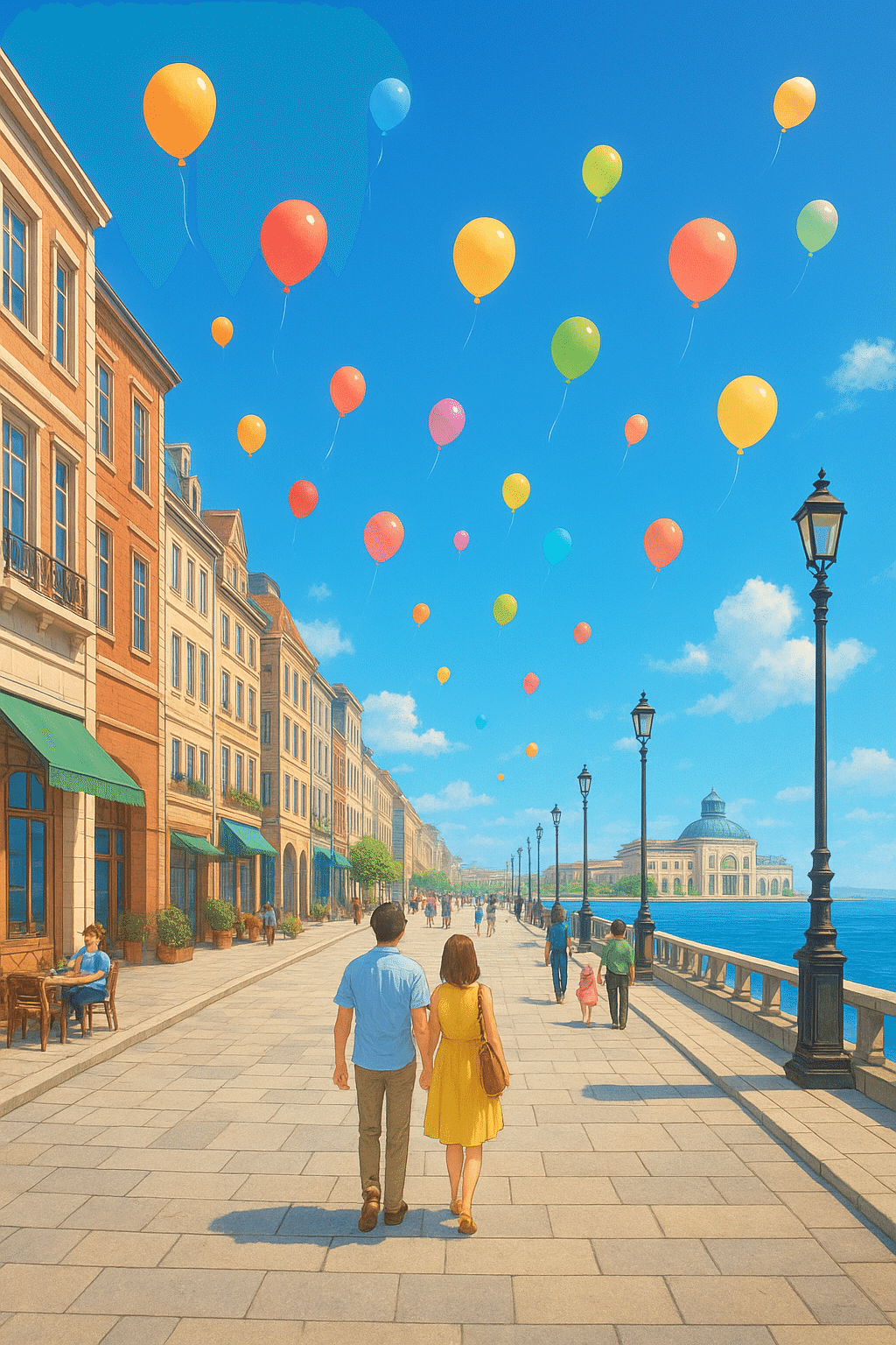 AI で見た夢の中の風景を描く：【その弍】バス停と階段とその先に