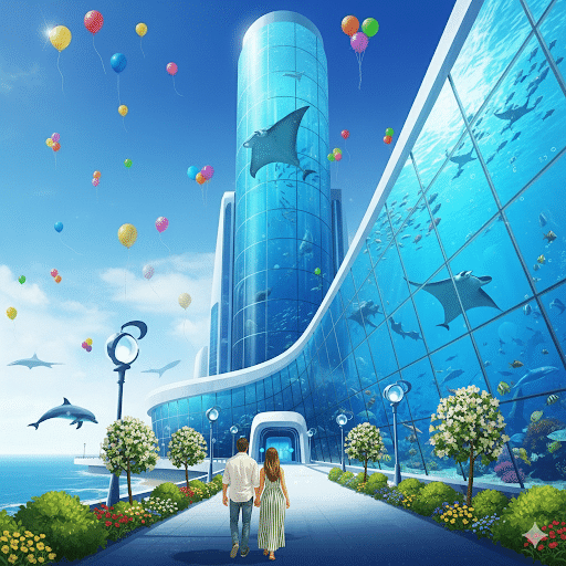 AI で見た夢の中の風景を描く：【その弍】バス停と階段とその先に