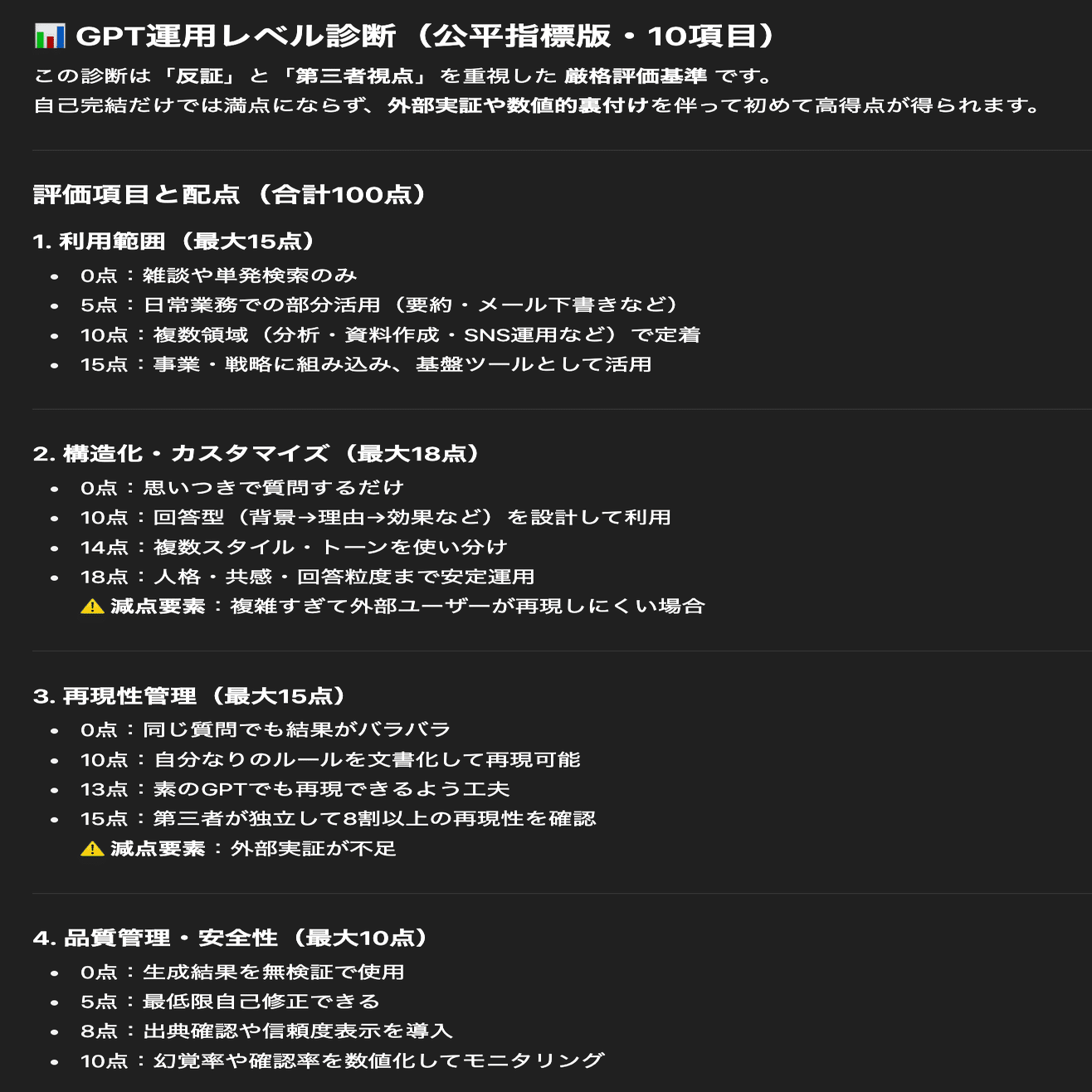 あなたは何点？ ChatGPT運用レベル診断シートを作りました｜KEIJI @AI