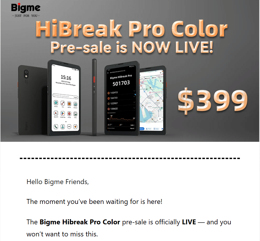 BIGME hibreak （カラー版） Amazon.com: Bigme Color E-Ink Screen Mobile HiBreak, 6G+