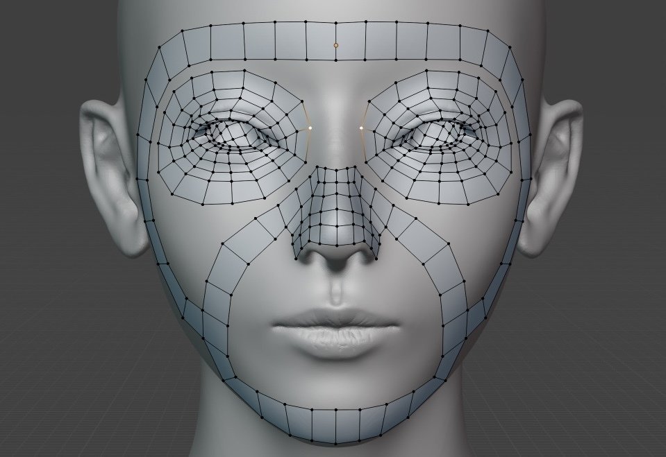 Blender リアル系キャラクターモデル作成NOTE 8. 顔のリトポ（2