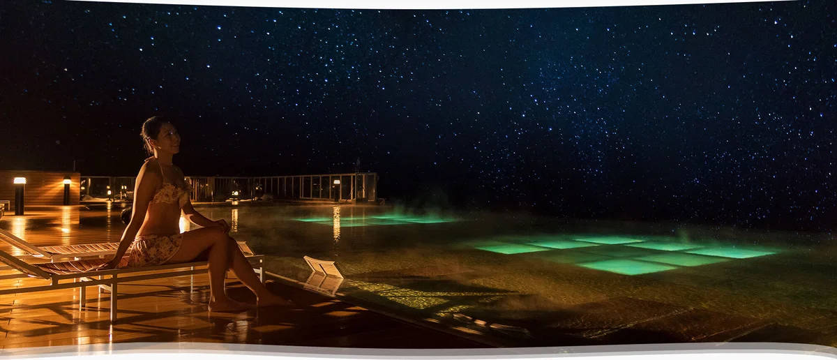 ニュー阿寒ホテルの夜の天空ガーデンスパの写真