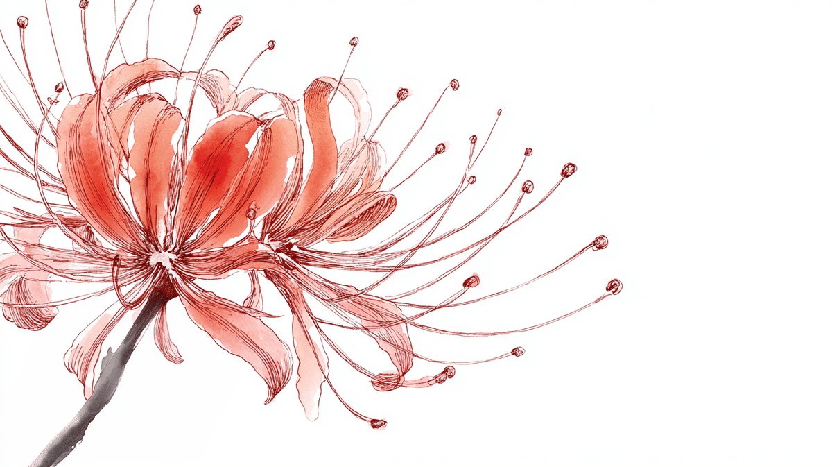 赤絵細描風アート「彼岸花に揚羽図」イラスト原画 赤絵細描風アート「彼岸花に揚羽図」イラスト原画の通販 by 篠尾