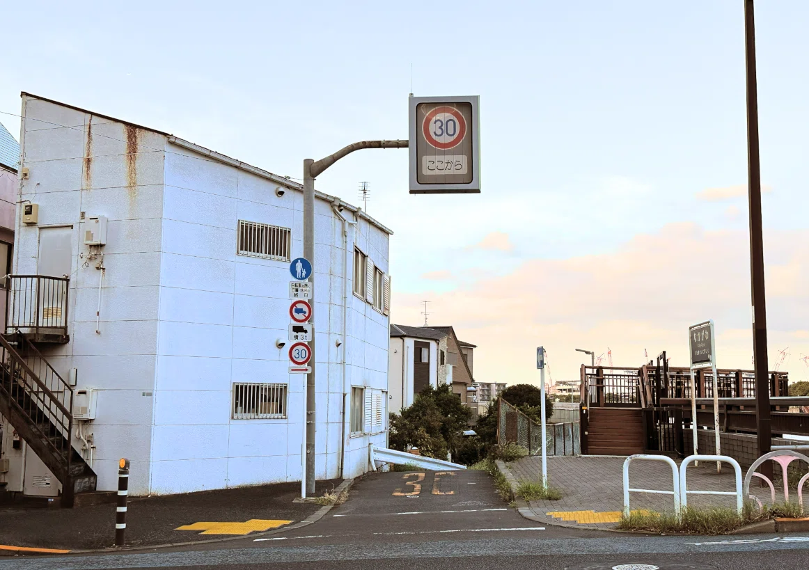 5連続で3連警戒標識がある堤防道路 (東京・葛飾・東立石)｜道路標識マニア